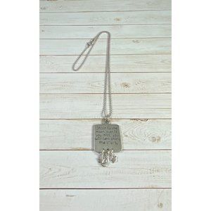 925 cDI “Shoot for the Moon” Etched Message Pendant Round Beaded Chain Necklace